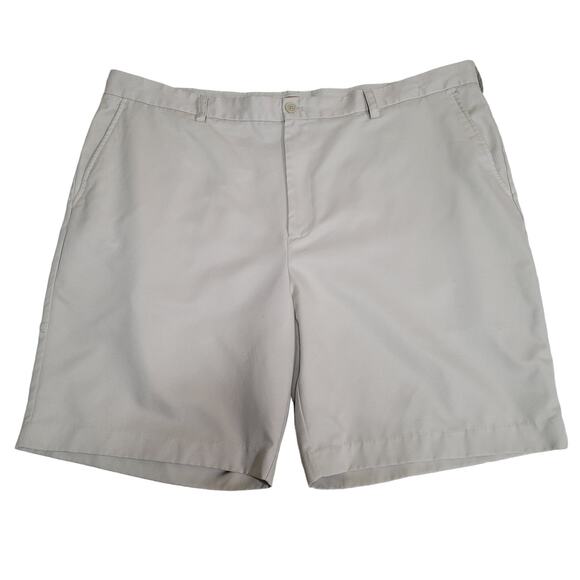 Izod Men’s Preppy Beige Flat Front Classic Chino Shorts Pockets Size 44 - Picture 1 of 8
